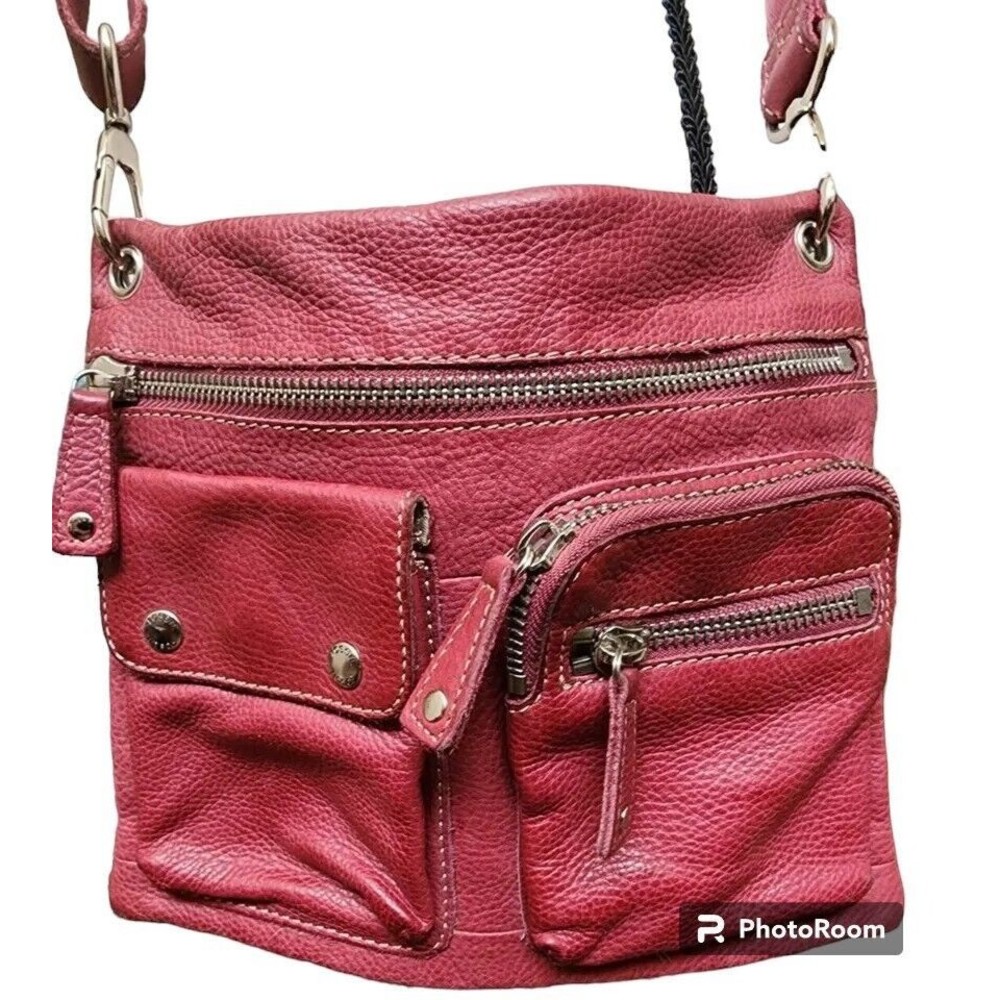 Fossil Buttery Soft Leather Crossbody Bag Multiple Pockets Dark Red/Burgundy